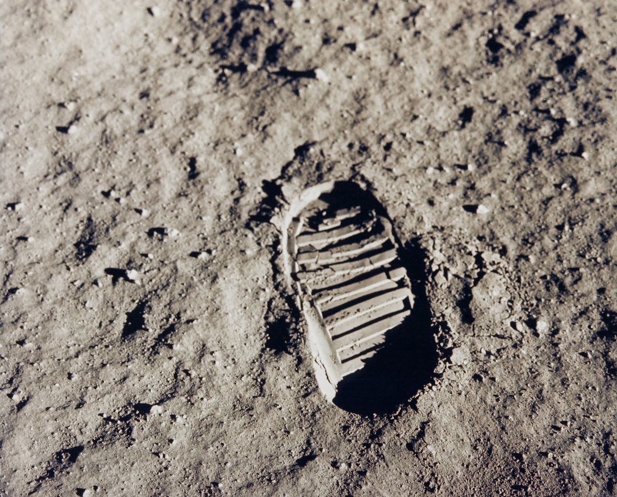 A footprint on the surface of the moon