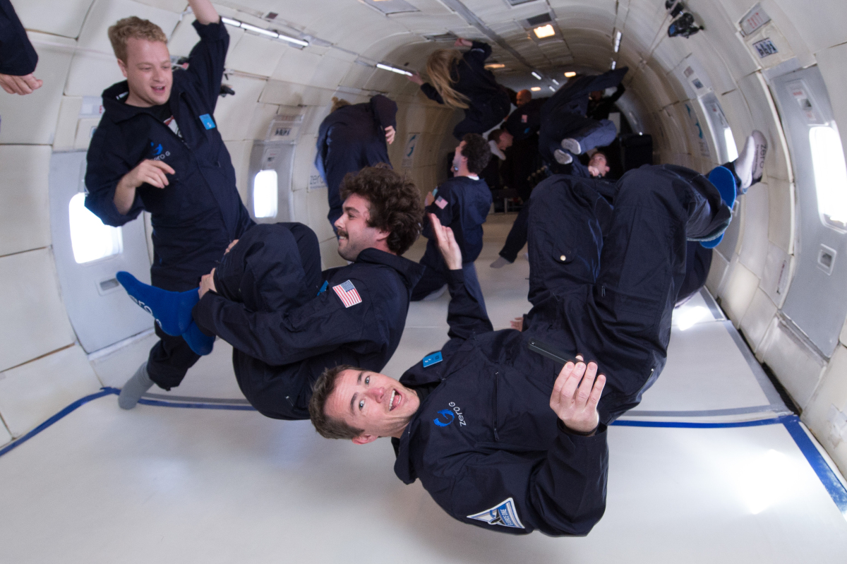 astronauts training at zero gravity
